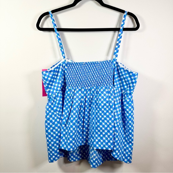 Lilly Pulitzer Mitzi Cotton Cami Boca Blue Double Checking - Picture 9 of 11